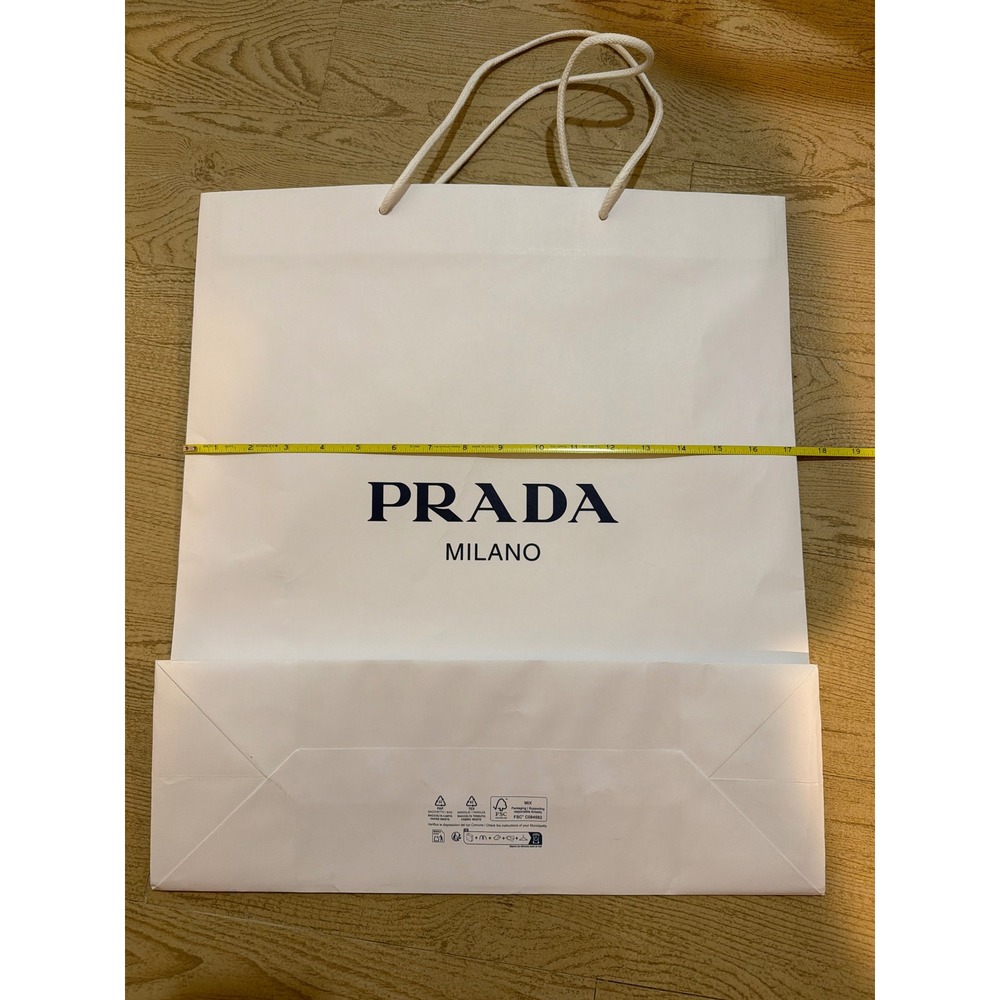 Prada Milano Large White Paper‎ Shopping Bag Rope Handles Authentic Luxury 16x14